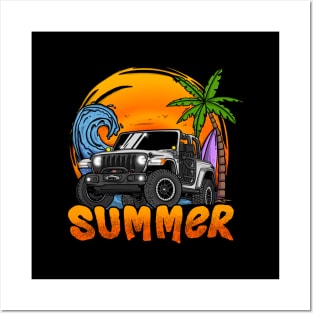 Jeep Wrangler Summer Holiday - White Posters and Art